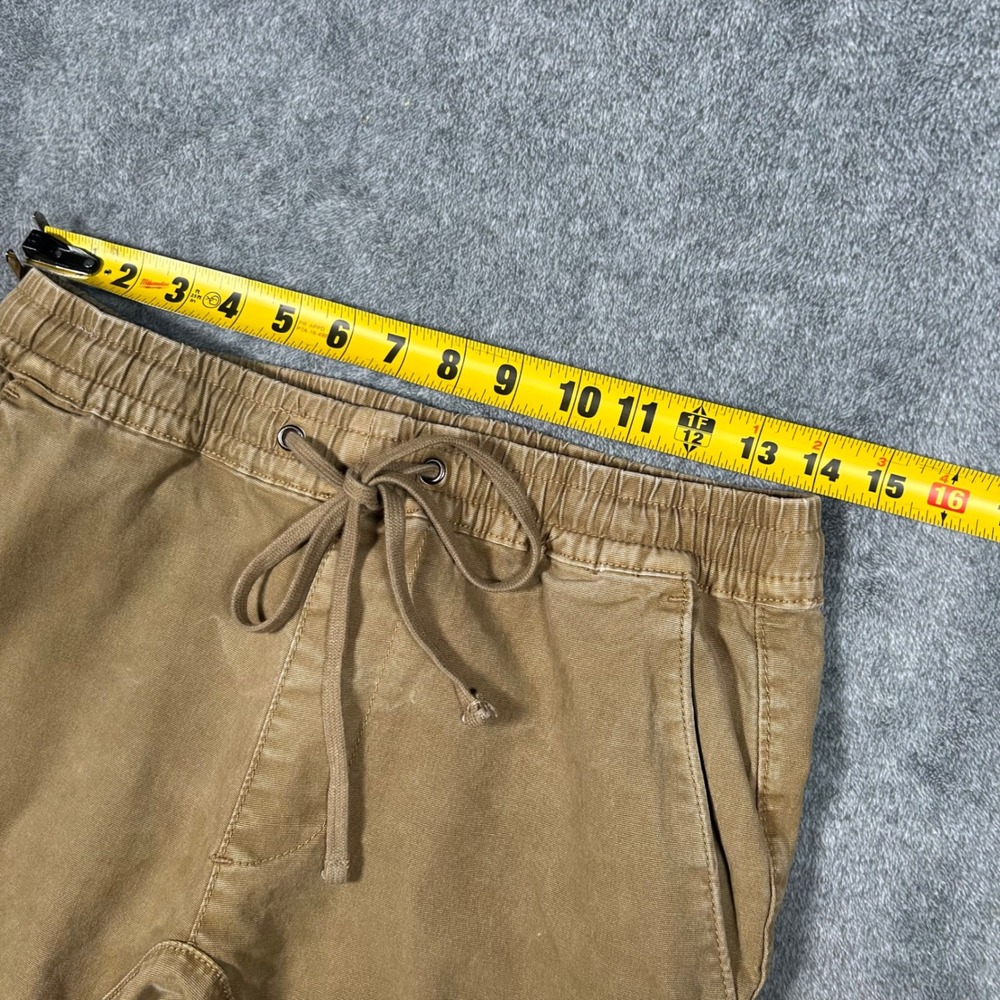 PacSun Slim Cargo Pants Mens Small Dark Tan Brown Elastic Waist - Picture 11 of 13